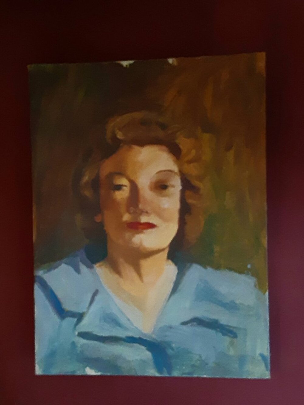 Vintage Painting Portrait Woman 1950 - 60